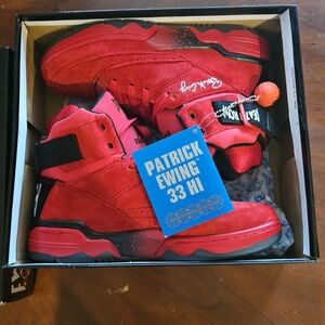 Limited Edition RARE Patrick Ewing 33 Hi Men's Red and Black Death Row High-Tops